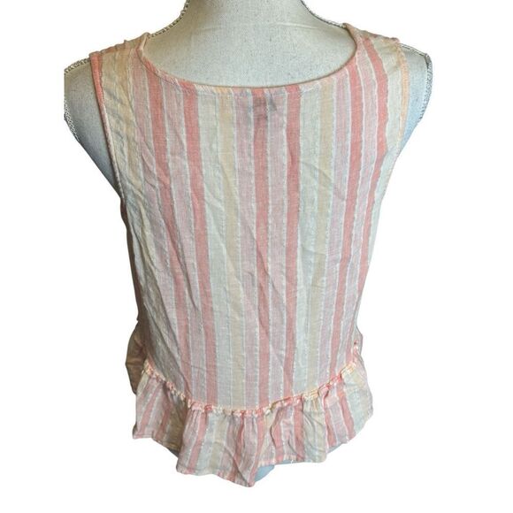 Rails Womens Mira Top Sz XS Juliette Stripe Linen Blend Tank Ruffle Hem Boho - Picture 4 of 6